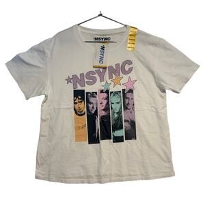 NSYNC T-Shirt Women's Medium White Band Short Sleeve New 100% Cotton